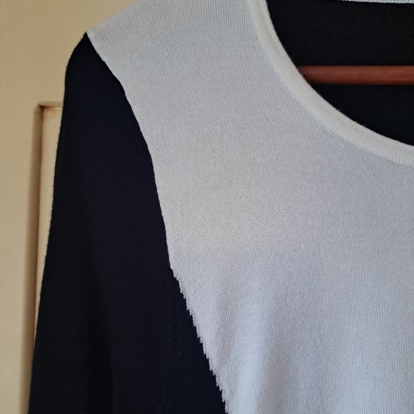 Express Black & White long sleeve ruched sweater dress. Size Med - Picture 6 of 7